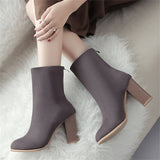 Amozae-Back To School Gifts Back Zipper Pointed Toe Casual Mid-tube Women's Boots