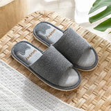 Amozae-Back To School Gifts Linen Home Platform Slippers