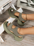 Amozae-Square Toe Hollow Out Platform Sandals