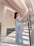 Amozae-dress to impress party dress nye outfits Light Green Brithday Dress Irregular Tulle Prom Dress With Train YM1641