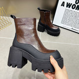 Amozae-Vintage Punk Style Women Ankle Boots Fashion Modern Short Booties Ladies Elegant Thick Heels Botas Mujer-Platform boots