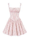 Amozae-nye outfits back to school dress  Natassia White Rosebud Print Cotton Mini Dress