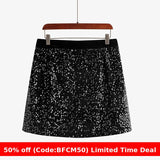 christmas outfit men plus Size Women's Sequined Skirt Female Sweet Cool A- line Skirt 2024 Autumn Chubby Girl High Waist Skirt