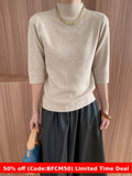 brown fur boots outfit Sinan High-End Commuter Elegant Simple Half Turtleneck Shoulder Slimming 3/4 Sleeve Sweater Sn6269