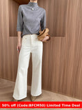 brown fur boots outfit Sinan High-End Commuter Elegant Simple Half Turtleneck Shoulder Slimming 3/4 Sleeve Sweater Sn6269