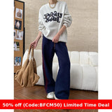 1980s fashion trends American Style Street Style Fashionable Side Striped Drawstring Elastic High Waist Fleece-lined Wide Leg Sports Pants 