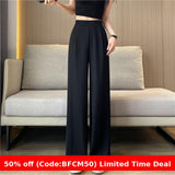 business casual outfits Suit Wide-Leg Women's Summer Thin New High Waist Draping Pants Women's Loose Slimming Casual Straight Pants Fashion Batch