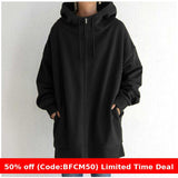 Amozae winter outfits men Autumn and Winter New Personalized Street Sweater Zipper Hooded Long Fleece-lined Sweater