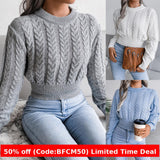 winter outfits men 2024 Autumn and Winter Twist Waist Knitted Navel Sweater Women's Clothing