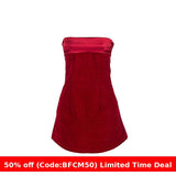 winter outfits men 2024 Spring/Summer Solid Color Sleeveless Tube Top Sexy Short High Waist Stitching Dress