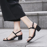 Amozae-Back To School Gifts Round toe chunky heel ladies sandals