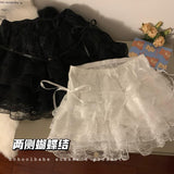 Amozae-Lace Sexy Sweet Summer Skirt Women Clothes High Waist Harajuku White 2000s Kawaii Korea Bow Mini Skirts Y2k Femme Short Skirts