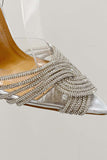 Amozae-Pointed Toe Rhinestone Clear High Heels