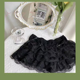Amozae-Y2k Lace Sweet Girl Korea Summer Skirts Women Clothes White MIni Skirt High waist Loose Grunge Kawaii Cute A-line Fluffy Skirt