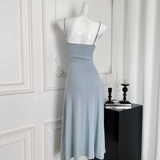 Amozae-dress to impress party dress nye outfits Sling Dress New Style Waist Slimming Blue Dress With Flowers YM1772