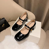 Amozae-2024 New Mary Jane Shoes Women's Shoes Women Thick Heels Buckle Lolita Shoes School Uniform Student Girls Leather Shoes-Platform boots