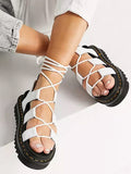 Amozae-Criss Cross Leather Flats Sandals