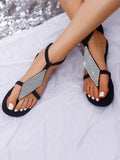 Amozae-Rhinestone Flip-Flop Sandals