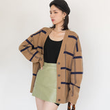 business casual outfits Autumn and Winter New Mid-Length Wool Sweater Coat Striped Sweater Wool Cardigan Women's Processing Customization Small Batch