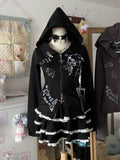 Amozae-Kawaii Hoodie Winte Clothes Vintage 2000s Hoodies Zip Up Hoody Cute Korea Slim Streetwear Sweet Girl Sweatshirts Cat Y2k Tops