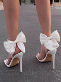 Amozae-Fairytale Ankle Strap Bow Decor Heel