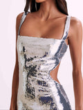 Amozae-nye outfits back to school dress  Adoria Sequin Cut Out Maxi Dress