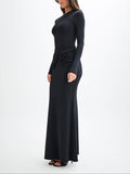 Amozae-nye outfits back to school dress  Halcyon Long Sleeve Slinky Maxi Dress