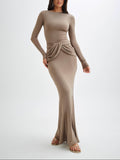 Amozae-nye outfits back to school dress  Halcyon Long Sleeve Slinky Maxi Dress