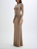 Amozae-nye outfits back to school dress  Halcyon Long Sleeve Slinky Maxi Dress