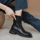 Amozae-Winter Warm Cotton Women Ankle Boots Fashion Back Zippers Short Booties Square Low Heels Botas De Mujer-Platform boots