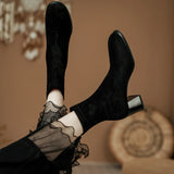 Amozae-2023 Winter Women New Fashion High Heels Solid Short Stretch Boots Ladies Round Toe Chunky Heels Slip-on Retro Style Ankle Boots