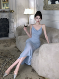 Amozae-dress to impress party dress nye outfits Charming Blue Straps Mermaid Dress Prom Dress YM1734