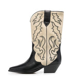 Amozae-Designer Autumn Gladiator Woman Knee High Boots Fashion Embroidery Thick High Heel Shoes Ladies Outdoor Long Booties-Platform boots