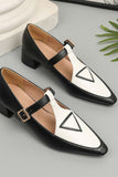 Amozae-Contrast Pointed Toe Mary Jane Shoes