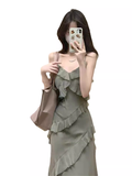 Amozae-dress to impress party dress nye outfits Summer ruffled chiffon dress YM1030