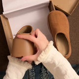 Amozae-Chunky Heel Women Warm Cotton Mules Slippers Fashion Cover Toe Slip On Shoes Ladies Comfort Outdoor Lazy Slides-Platform boots