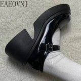 Amozae-Platform Mary Jane Shoes 2024 New Women's Shoes Women Thick Heels Trendy Street Lolita Shoes Round Toe Ankle Strap  Pumps-Platform boots