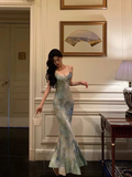 Amozae-dress to impress party dress nye outfits Sexy Spaghetti Straps Mermaid Long Prom Dress Birthday Dress YM1706