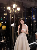 Amozae-dress to impress party dress nye outfits A Line Suspender Dress White Birthday Dress YM1654