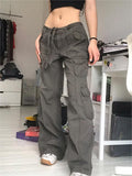 Amozae-Faded gray 90s vintage cargo pants with cargo pockets- Streetwear y2k outfits Fall Outfits Christmas Thanksgiving Gift New Year's Eve