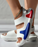 Amozae-Colorblock Non-slip Hollow Out Sandals