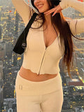 Amozae-Strick-Zweiteiler mit Reißverschluss- Streetwear y2k outfits Fall Outfits Christmas Thanksgiving Gift New Year's Eve