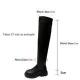 Amozae-Stretch Modern Women Over the Knee High Boots Fashion Round Toe Shoes Autumn Winter Thick Heel Ladies Long Booties-Platform boots