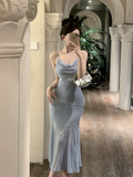 Amozae-dress to impress party dress nye outfits Charming Blue Straps Mermaid Dress Prom Dress YM1734