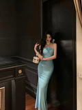 Amozae-dress to impress party dress nye outfits Chic Sheath Halter Blue Prom Dress Party Dress YM1708