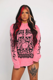 Amozae-Punk Streetwear Oversized Tops Hoodies Women Clothes Winter Pink Skulls Hip Hop Pullovers Hoodie Plus Size Femme Y2k Sweatshirts