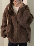 Amozae-Fall Outfits -Oversize hooded cardigan- Streetwear y2k outfits Fall Outfits Christmas Thanksgiving Gift New Year's Eve