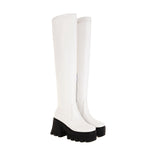 Amozae-Back To School Gifts High Hollow Heel Square Toe Boots