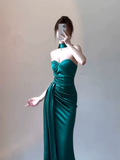 Amozae-dress to impress party dress nye outfits Green Sexy Prom Dress Strapless Slit Party Dres YM1735