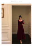 Amozae-dress to impress party dress nye outfits Red Velvet Dress Vintage Long Prom Dress YM1663